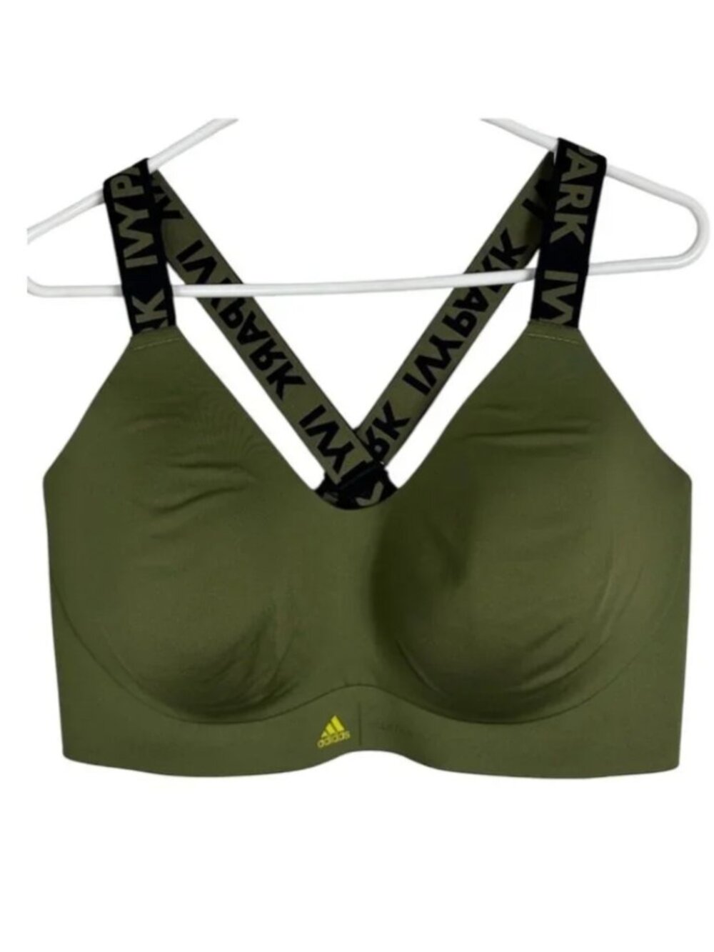 Ivy Park Adidas Green Sports Bra Womens Sz 1X Supportive Army Cross Back Sporty‎